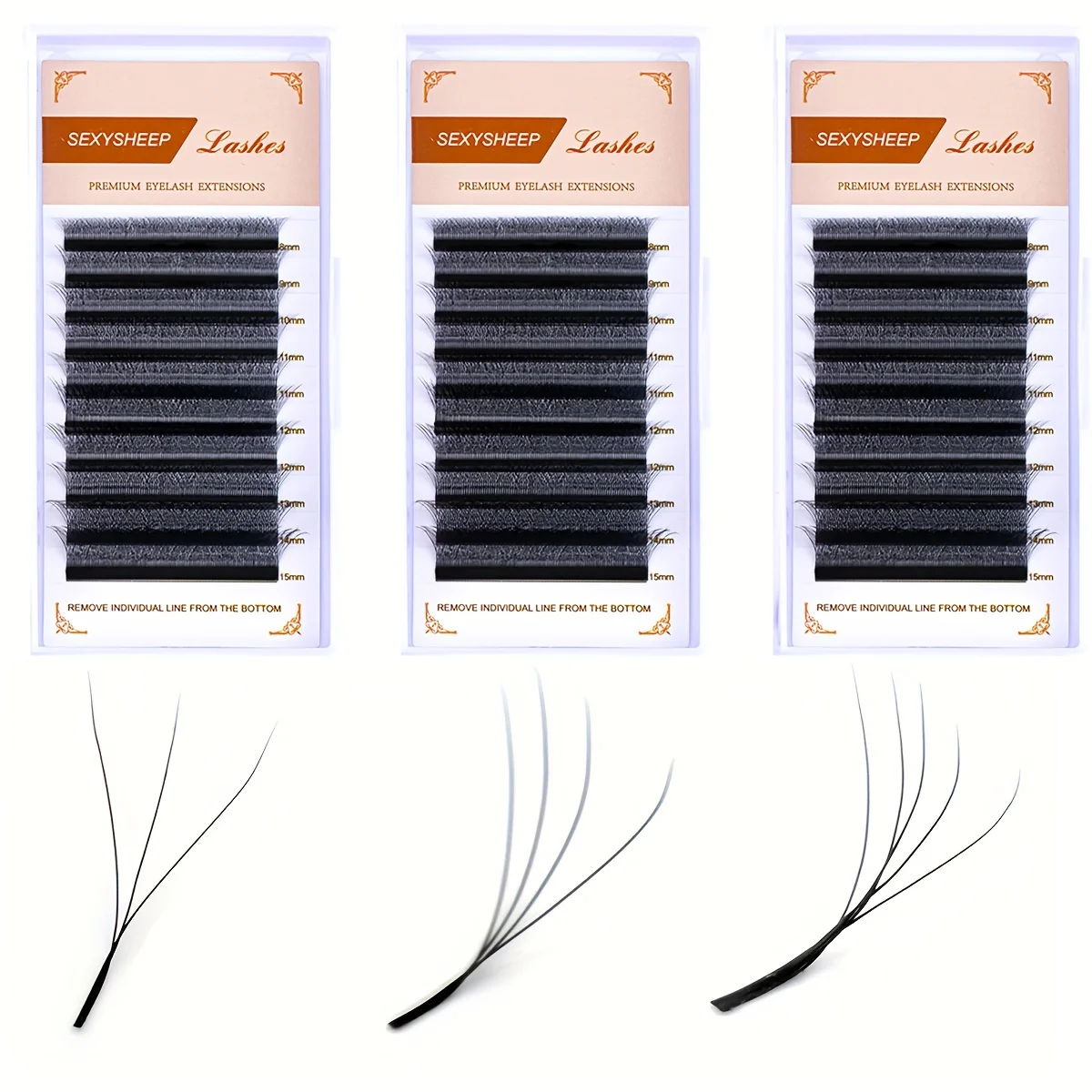 Automatische Blüte W-Form Bloom 3D 4D 5D 0,07 mm C/D Curl Mix Tray 8–15 mm vorgefertigte Fächer Wimpernverlängerungen natürlich weich