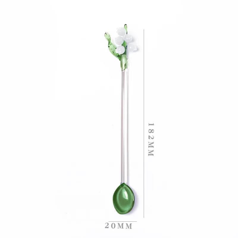 Color Lily Of The Bell Coffee Spoon Long Handle Mixing Spoon Glass Spoon Tableware Dessert Spoon