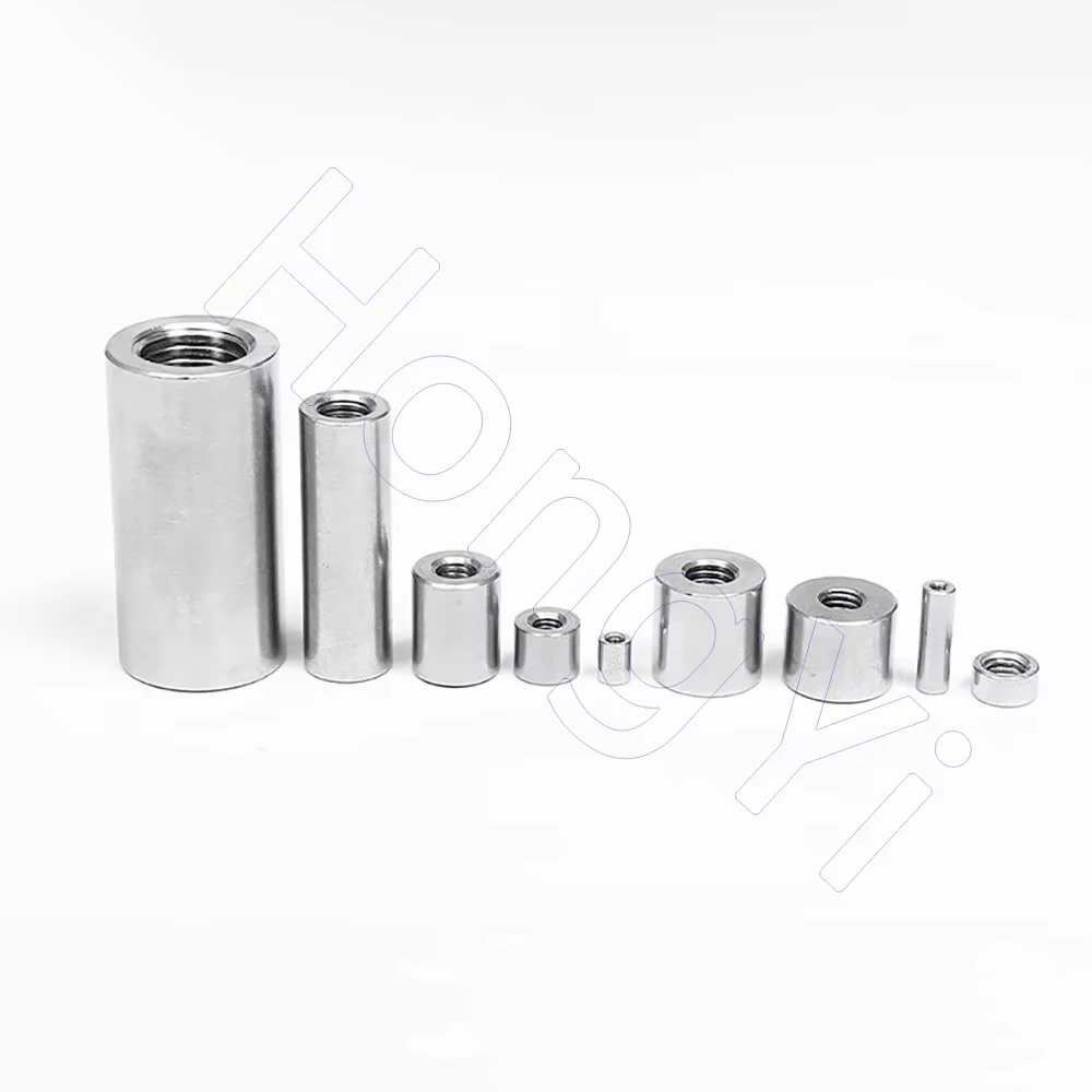 M8-M20 304 Stainless Steel Fine Thread Round Column Extension Nut Corrosion Resistant Cylindrical Joint Coupling Sleeve Nuts
