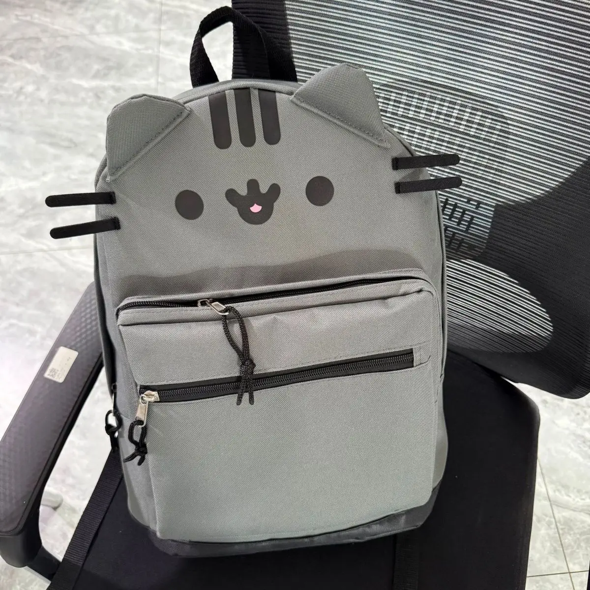 Hot Pusheen Style Cute Grey Cat Backpack School Bag with Multi-Compartment & Padded Straps Casual Daypack for Birthday gift view 2