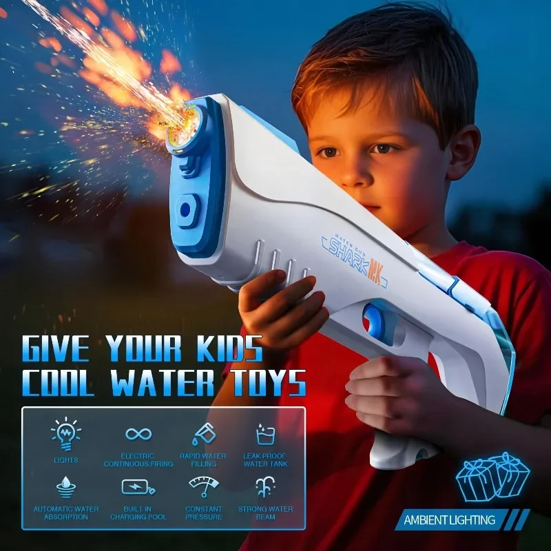 Simulated Firing Children Electric Water Guns Automatic Water Absorb Continuous Shooting Water Blasters Kids Summer Outdoor Toys