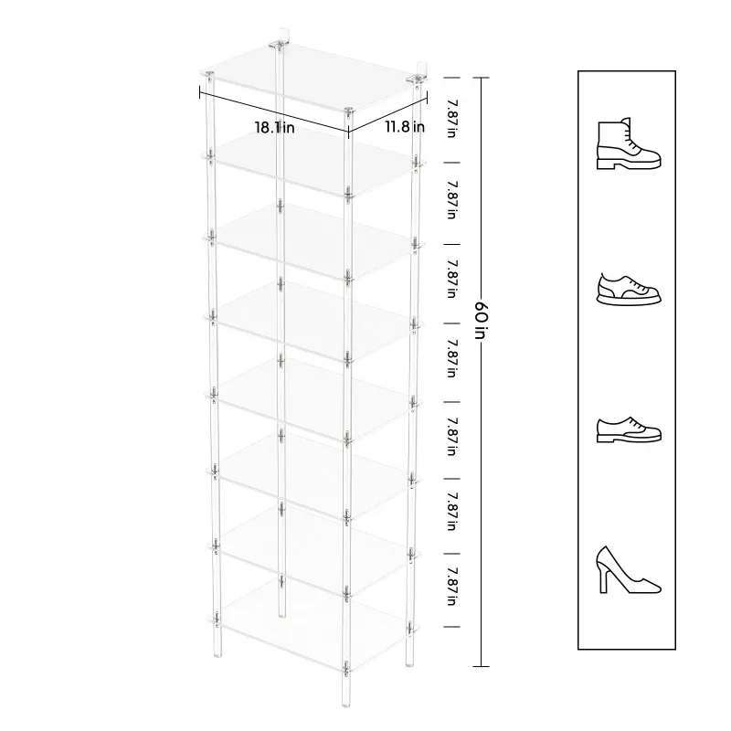 Acrylic 8-layer storage storage high shoe rack foyer closet pair of shoes transparent display rack