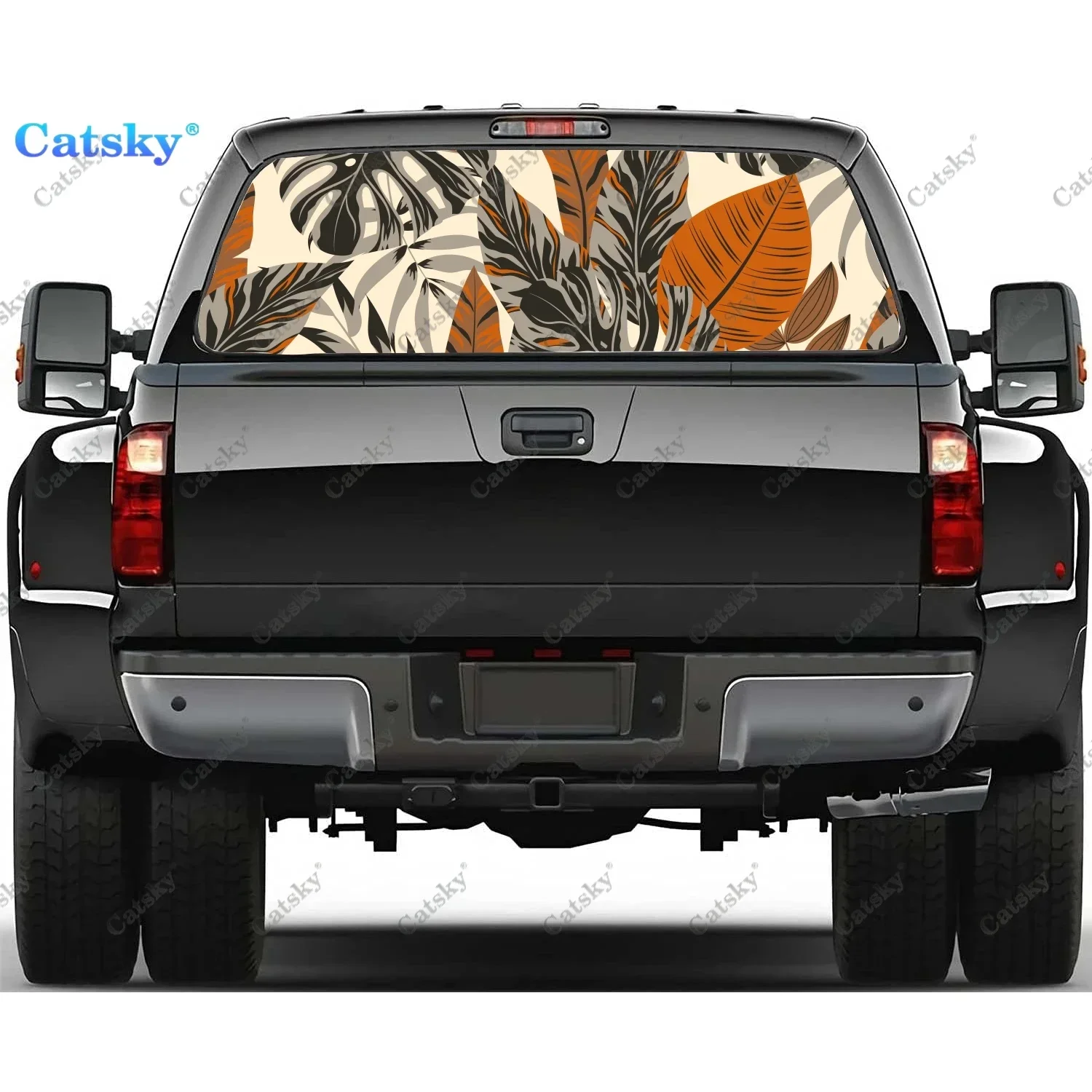 

Colorful Tropical Leaves Rear Window Decal Fit Pickup,Truck,Car Universal See Through Perforated Back Window Vinyl Sticker