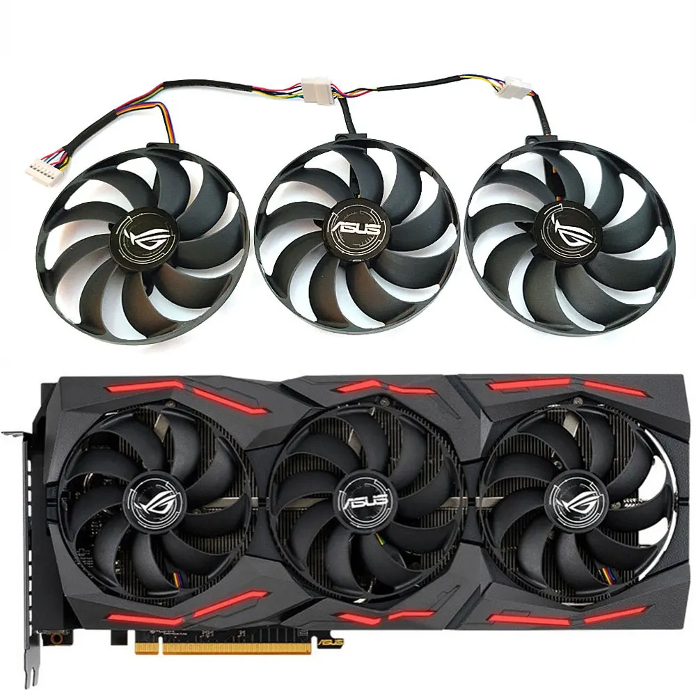 

NEW 1SET FDC10H12S9-C T129215SU RTX 2080 2070 GPU Fan，For ASUS RX 5700XT 5700 5600XT ROG STRIX OC Graphics card cooling fan