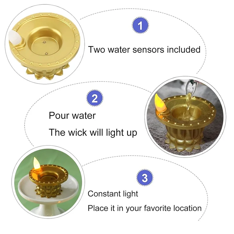 Luce Diwali Diya con sensore di rilevamento dell'acqua a LED impermeabile, decorazioni per lampade a olio senza fiamma da 12 pezzi, luce da tè al loto per le vacanze