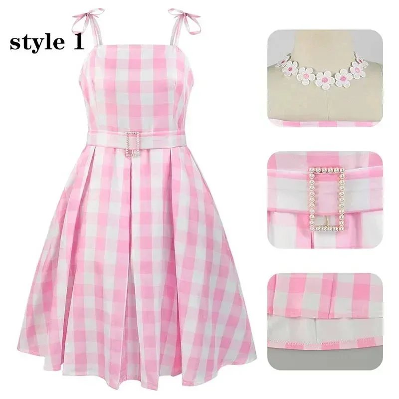 Film Barbi Costume Cosplay per Donna Margot Robbie Abito Rosa Ken Ryan Gosling Abito Barbi per Ragazze Bambini Vestito di Halloween