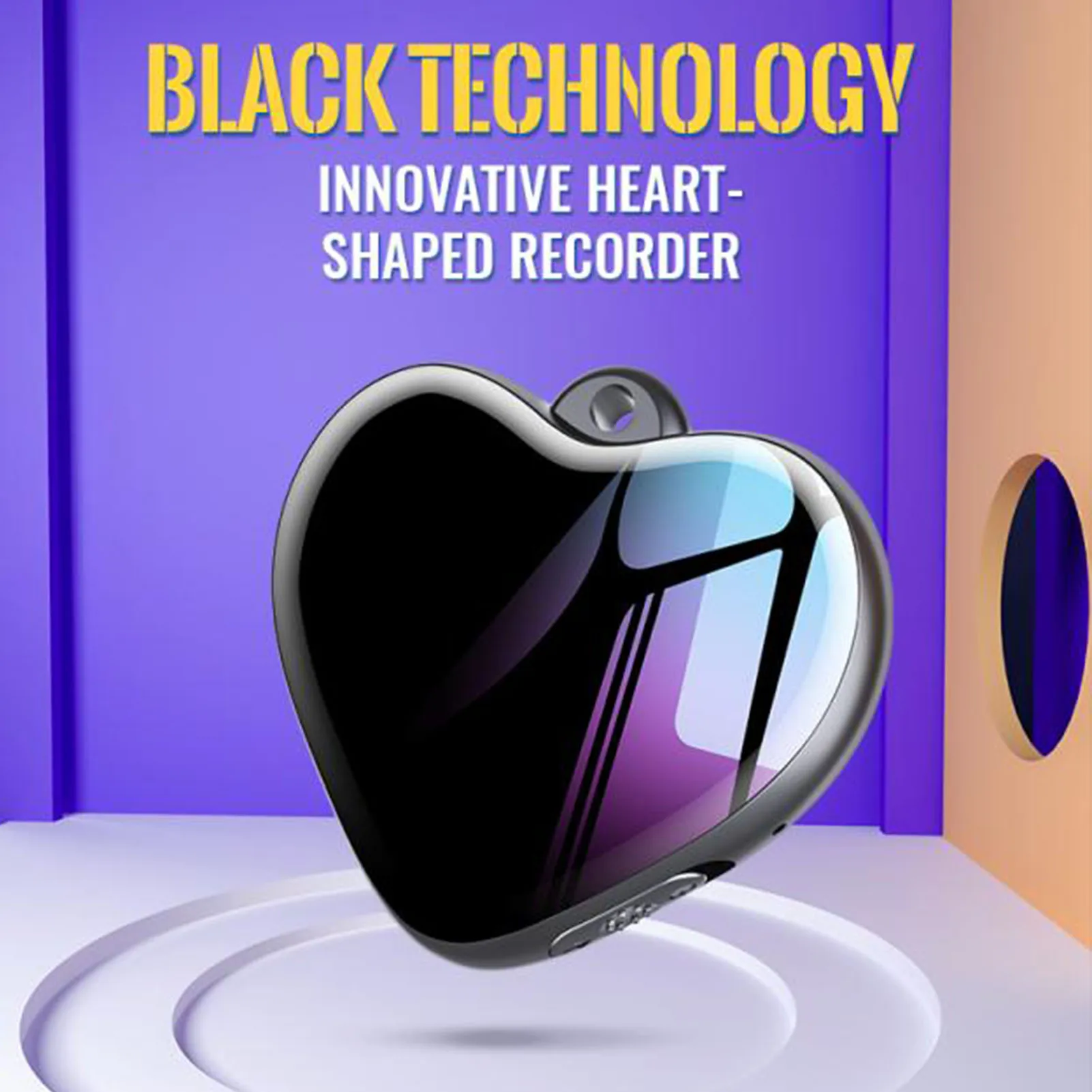 

Audio Recorder Heart Pendant Shape Multipurpose Noise Reduction Voice Activated Voice Recorder with Headphones for Lecture