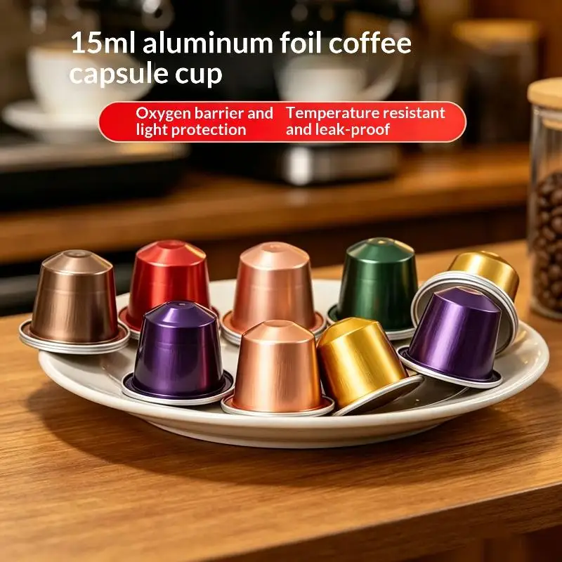 10Pcs 15ml Aluminum Foil Coffee Capsules Airtight Seal Long Lasting Freshness For Home Office Cafe Espresso Brewing