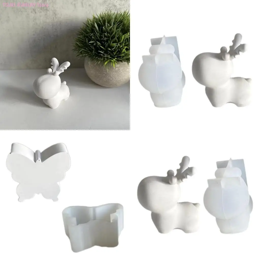 

62KE Flexible Figurine Mold Butterfly Silicone Molds Deer Clay Moulds Hand Making Molds Silicone Texture for Craft