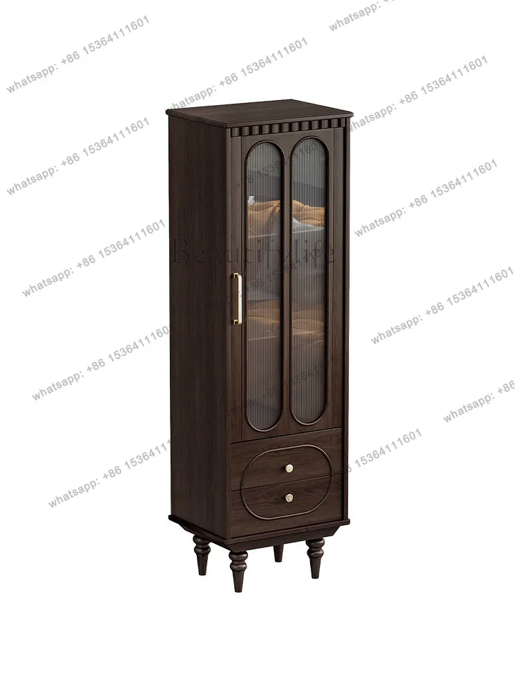 

American pure solid wood simple wine cabinet log French vintage storage cabinet