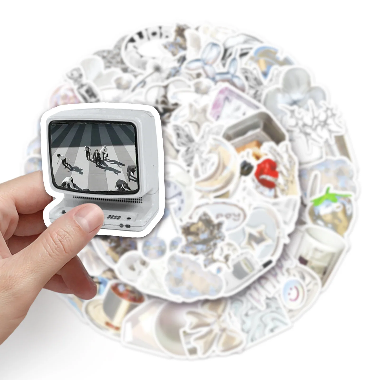 50 pezzi adesivi stile INS argento impermeabili stile 3D ragazza decorazione graffiti chitarra fai da te telefono laptop bici tazza d'acqua giocattoli decalcomanie