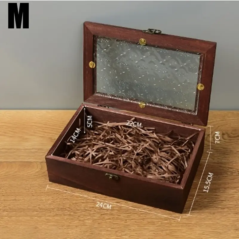 Retro Wooden Storage Box Plain Wood With Lid Multifunction Hinged Boxes Gift Packing Jewelry Case Box Home Sundries Storage Box/ - Image 8