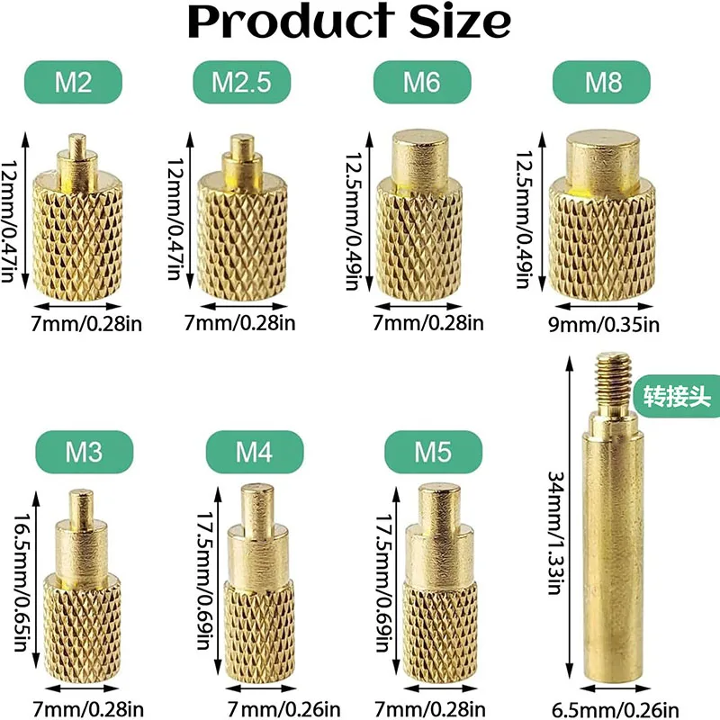 Hot Nut Kit T12 Soldering Iron Tip Insert Female Threaded Head M2-M8 Brass Hot Nut Insert Kit 3D Printing Accessories