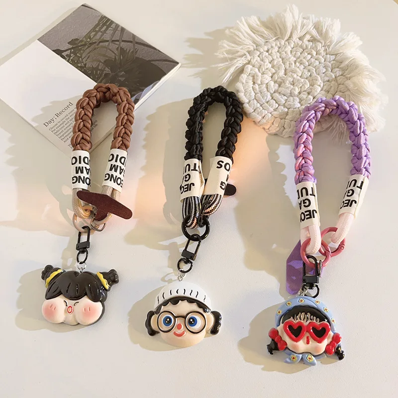 

Ugly Cute Love Sunglasses Girl Cartoon Mobile Phone Strap Short Wrist Strap Keychain Universal Phone Case Lanyard