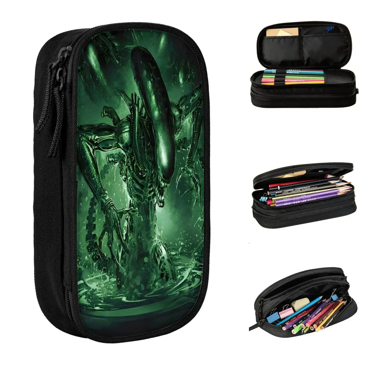 

Fashion Xenomorph Movie Alien Pencil Case Pencilcases Pen Holder for Student Large Storage Bag School Supplies Gift Stationery