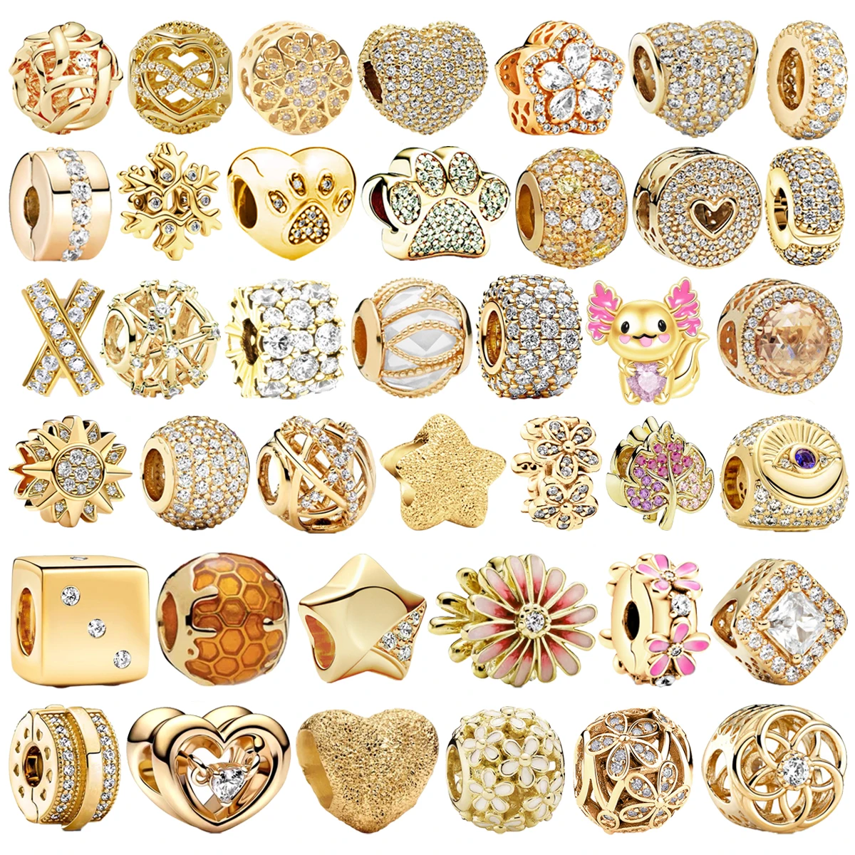 

2026 НОВЫЙ DIY сверкающий позолоченный Serise семейная звезда цветок торт Шарм бусина подходит оригинальный серебряный европейский браслет ювелирные изделия подарок