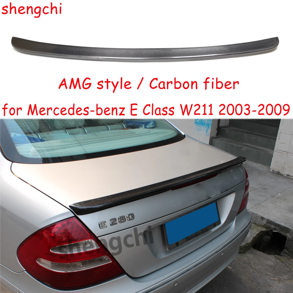 W211 AMG Style Carbon Fiber Rear Trunk Spoiler for Mercedes Benz E Class E200 E220 E280 E320 E400 Rear Spoiler 2003-2009