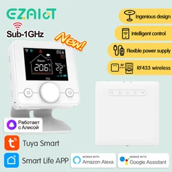 Termostato y receptor inalámbrico inteligente Tuya para caldera, controlador remoto de temperatura de calefacción de habitación programable por WiFi, voz de Google
