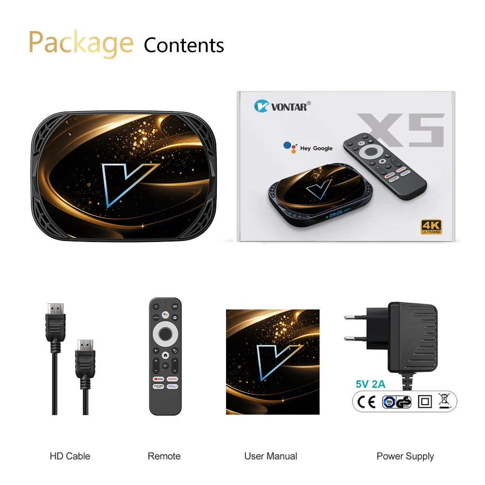 VONTAR X5 Android 14 TV Box Amlogic S905A (S905X5M) 4GB 128GB 32GB 64GB 1000M WiFi6 4K AV1 Odtwarzacz multimedialny Google Play Set Top Box — zdjęcie 7