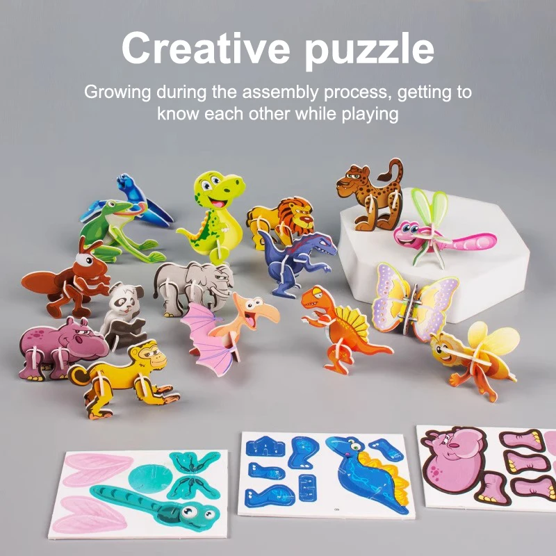 Puzzle en mousse d'animaux 3D, jouets éducatifs pour enfants, cadeau d'anniversaire pour invités, récompenses en classe, remplissage de cadeaux, 50 pièces/sac