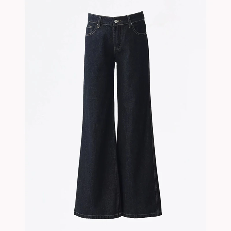 Y2K American Retro Jeans Women Micro Flared Low Waist Horseshoe Pants Loose Non Stick Leg Spring Casual Denim Trousers