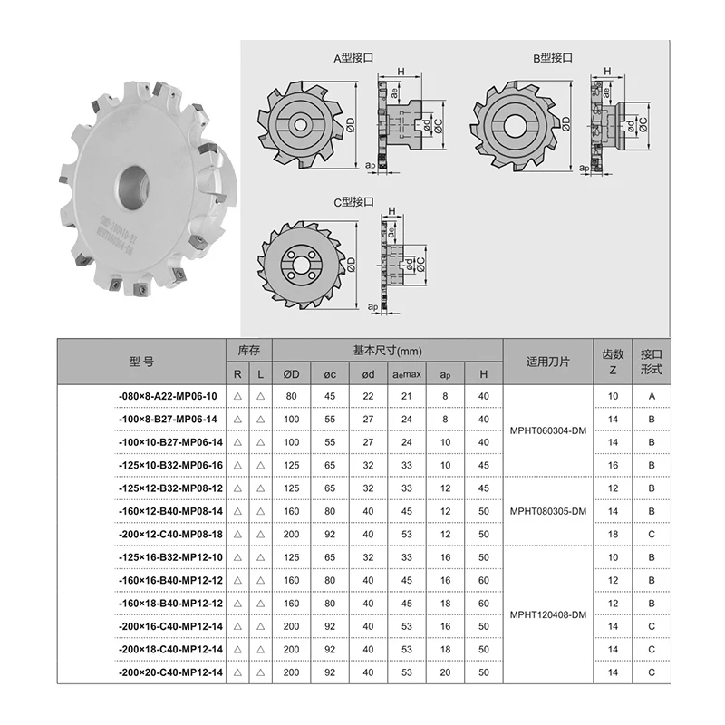 Imagem -04 - Beyond Smp03 Inserido Três-borda Fresa Cnc Indexável t Sulco Faceamento Cortador Mpht 060304 Smd Smc Entalho Ferramenta Cabeça