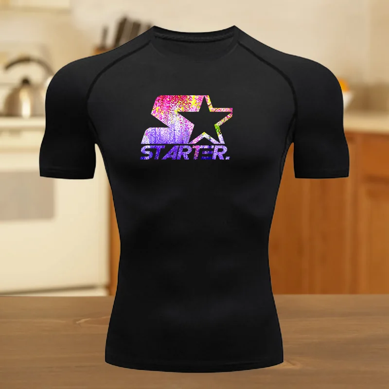 

Compressed Shirt Sports Quick Drying Fitness for Men T-shirt Tight Sweat-Absorbent Jogging Cycling Outdoor 8 Colors Short Sleeve