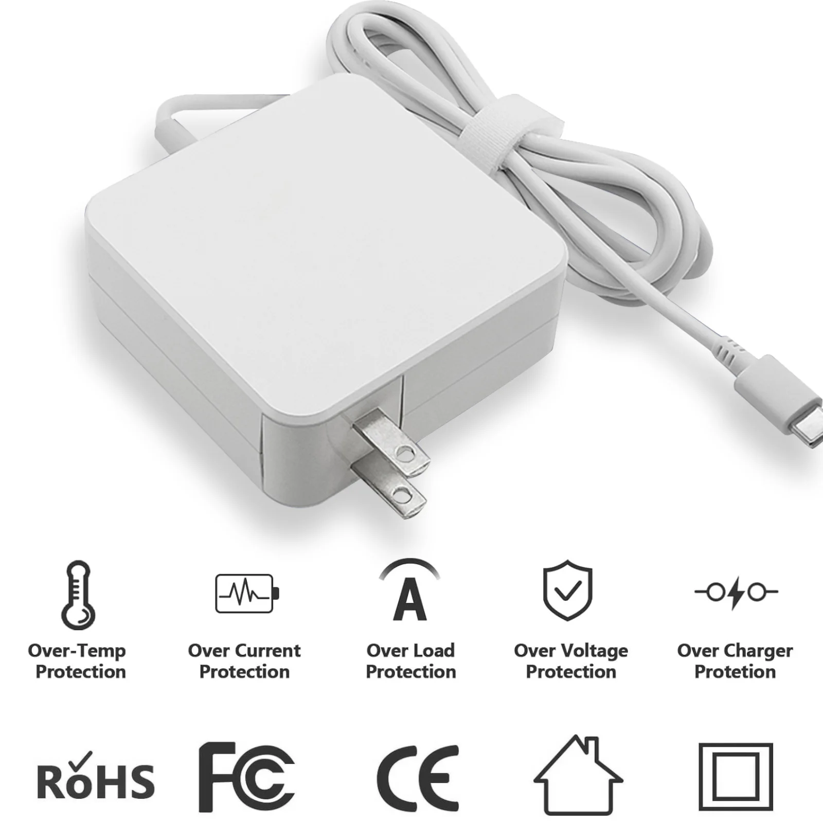 Reletech 65W USB C Adattatore di alimentazione per laptop Tipo C Alimentazione PD Caricatore rapido da muro Fort MacBook Dell Lenovo Huawei HP