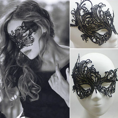 Women Carnival Mask Hollow Lace Masquerade Face Mask Princess Prom Party Props Black Eye Mask Halloween Costume for Women image 5