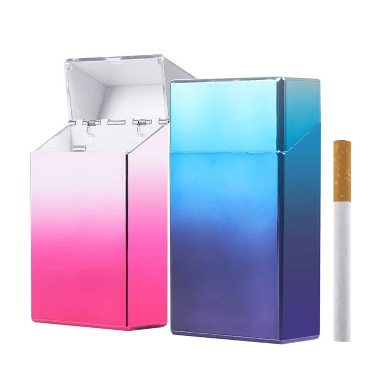 Colorful Slim Long Cigarette Case Box Holder Container Tobacco Case Box Gradient Cigarette Box Case Cigarette Storage Box Case