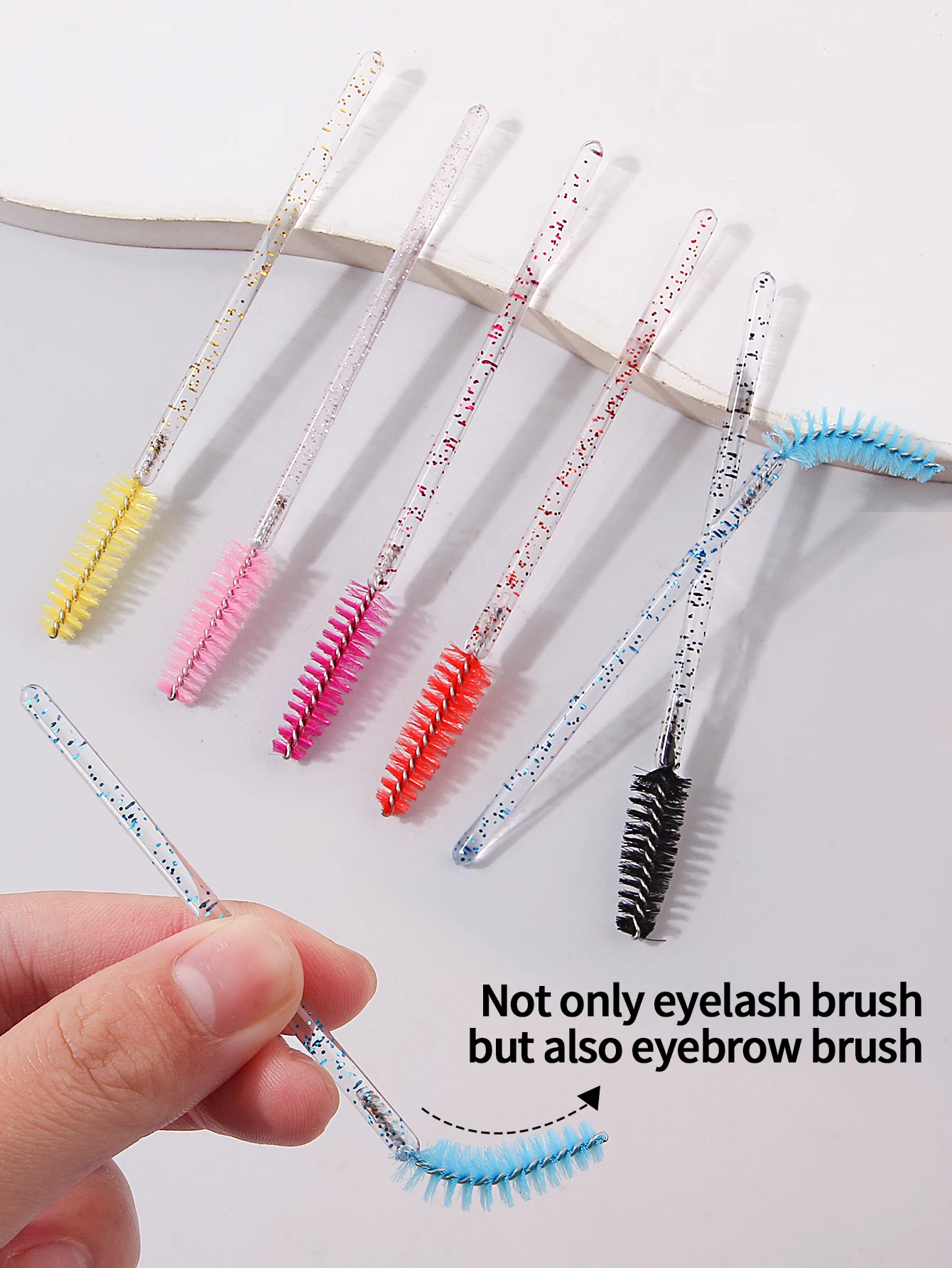 50PCS mixed-color mascara brush, eyebrow brush, spiral brush, portable eyelash extension, eye makeup brush, beauty tools
