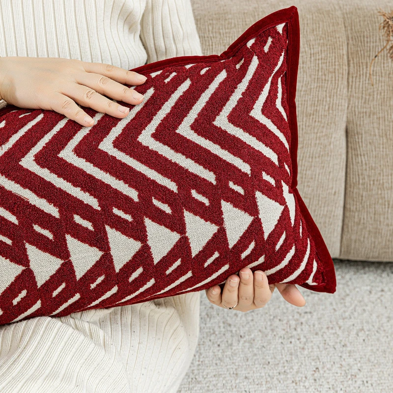 30X50/50X50CM Embroidered Throw Pillow Cover White Black Geometric Stamping Waist Cushion Cover Decor Home Decorative Pillowcase
