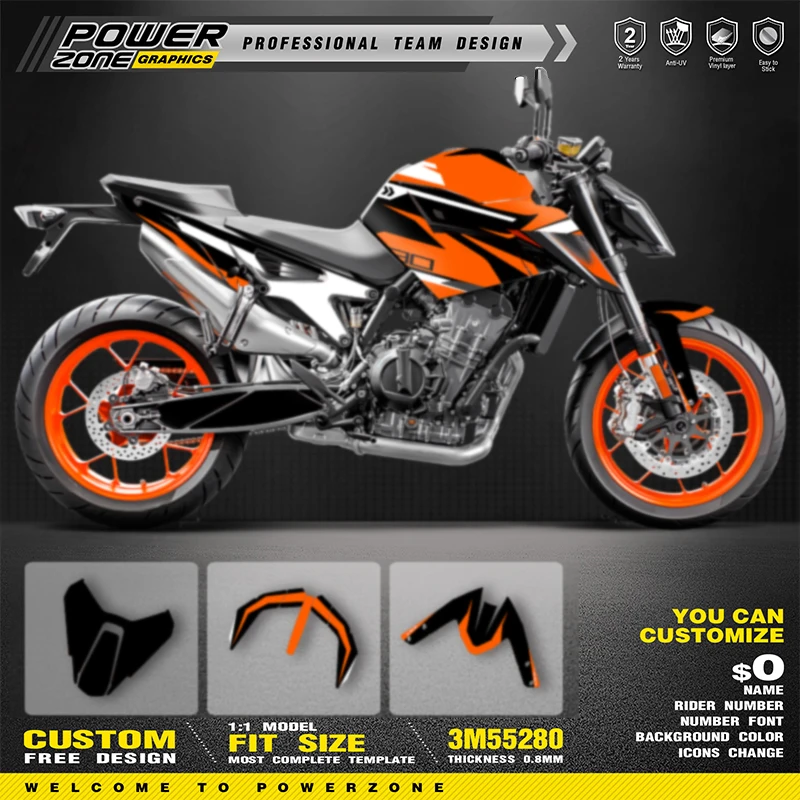 

PowerZone Custom Sticker Graphics for KTM DUKE 790 890 2018-2021 SUPERMOTO Backgrounds Decals Racing Vinyl Sticker Kit 07