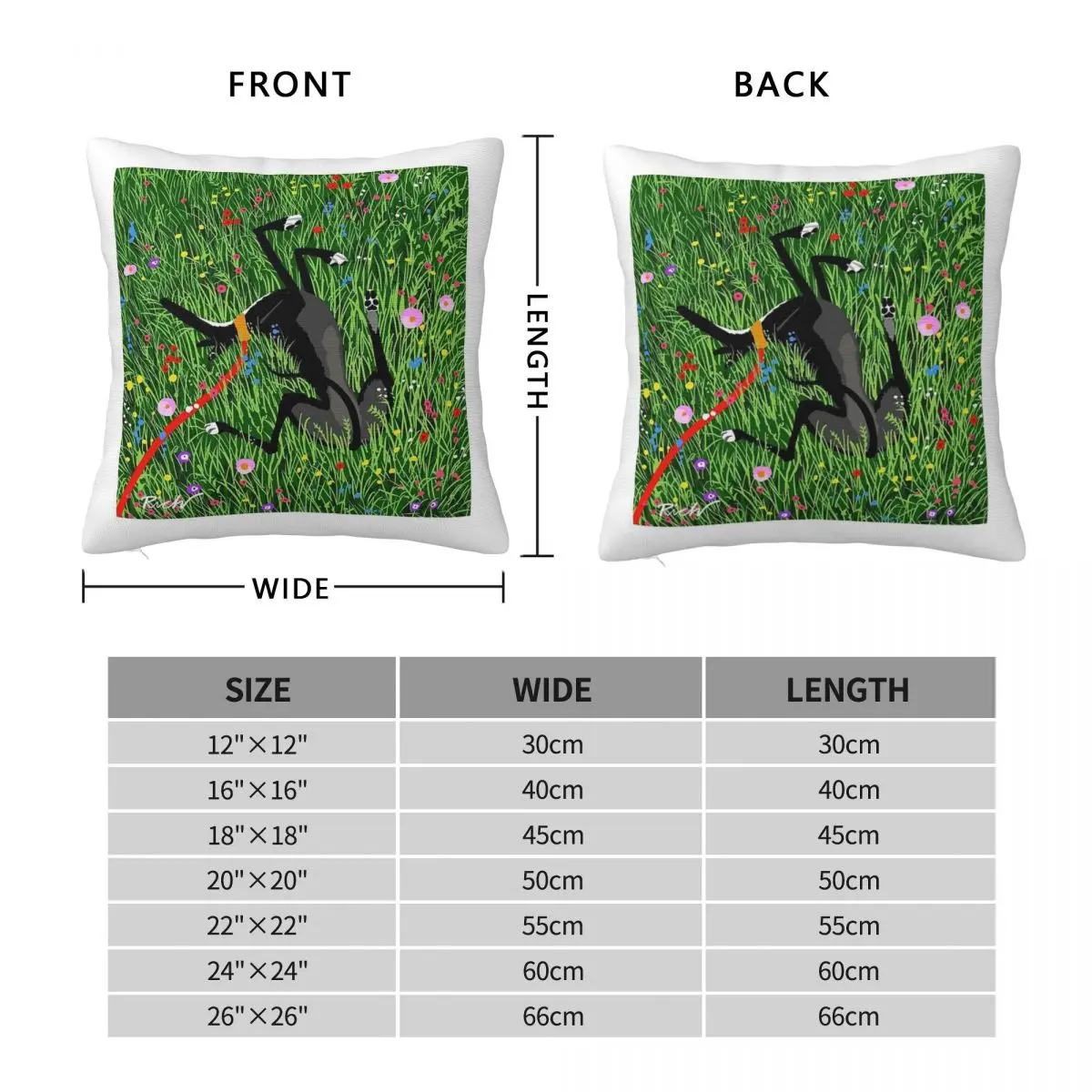 Greyhound In The Wildflowers Pillowcase Polyester Linen Velvet Creative Zip Decorative Throw Pillow Case Home Cushion Cover 18