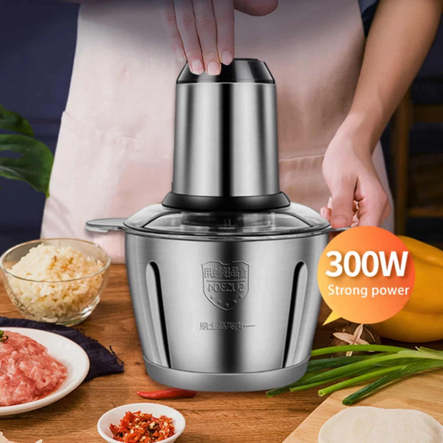 

Meat Grinders 2L/3L Food Crusher Stainless Steel Multifunctional Vegetable Slicer Processor Chopper Kitchen Appliances