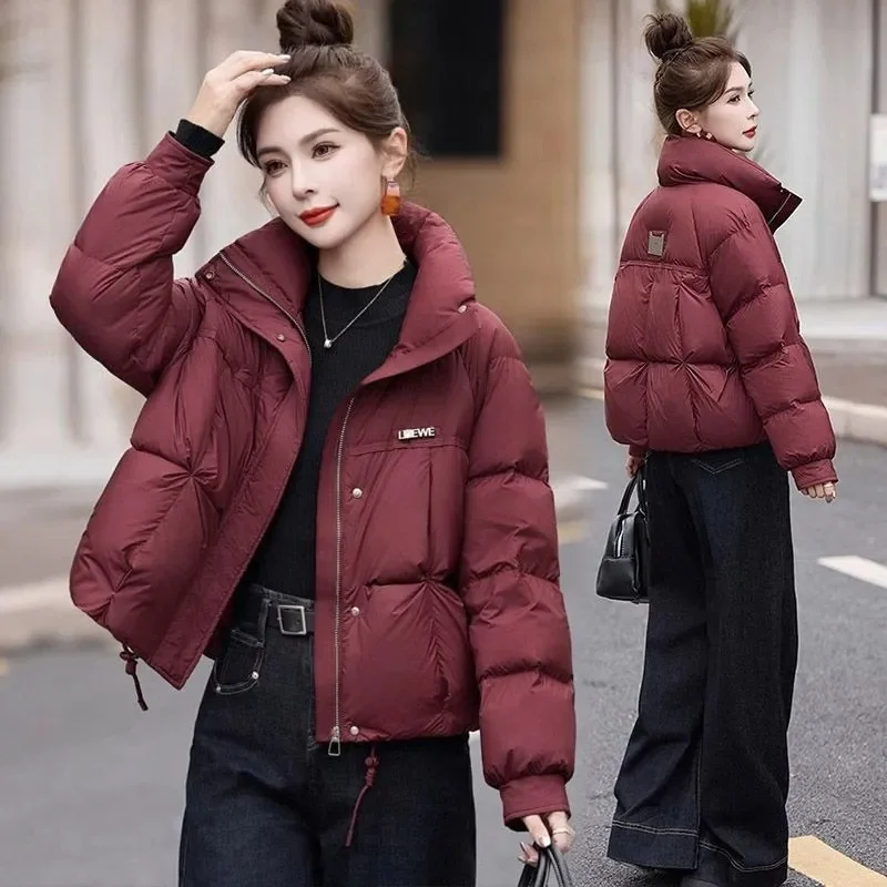 Cotton-Padded Jacket Female Short 2026 Winter New Stand Collar Down Coat Women's Parkas Fashion Loose Outerwear Bread Overcoat