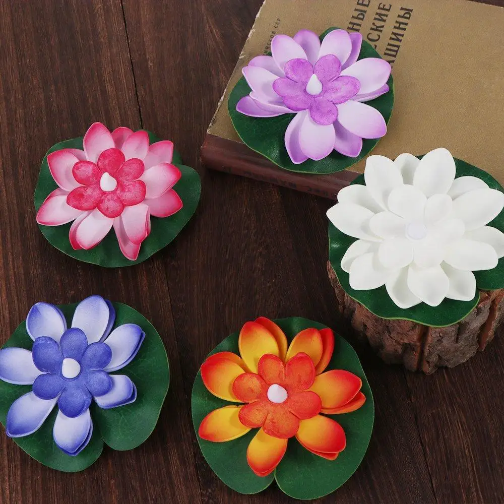 LED Floating Water Induction Lotus Light Waterproof Candle Small Night Light Pool Wishing Lotus Light