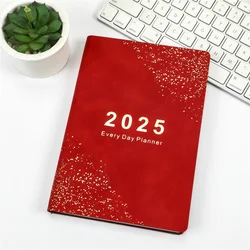 2025 Planner English Language Notebook A5 Pu Leather Cover School Agenda Plan Weekly Monthly Diary Organizer Stationery Gift