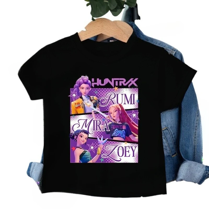 Ropa para niños KPop Demon Hunters Fans regalos ropa para niños Tops casuales de moda 2025 película caliente camiseta suave para niñas
