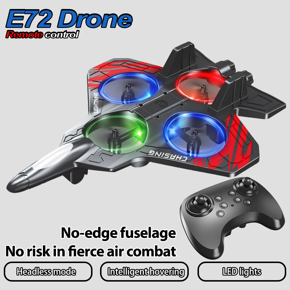 

E72 High - Performance foam aircraft stunt 360 ° turn UAV intelligent fixed height hover remote LED lights control fighter toy