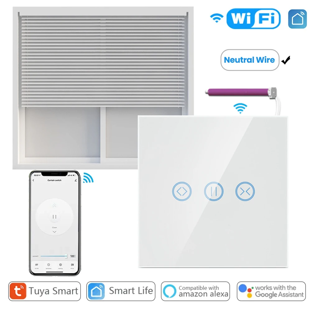 Tuya EU/US Curtain Switch Smart Life APP WiFi Curtains Blinds Switch Roller Shutters Motor Voice Control with Google Home Alexa