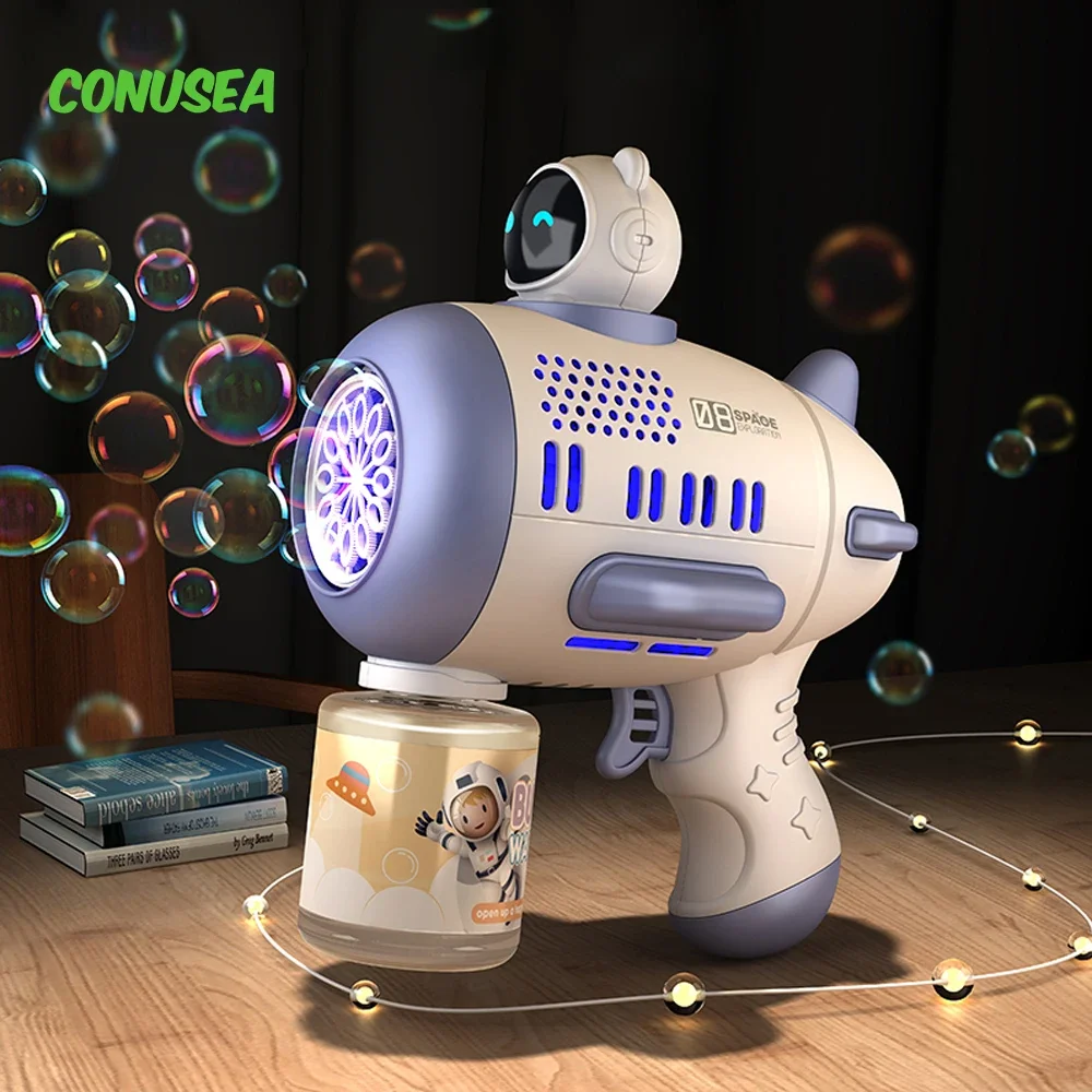 

Spaceman Bubble Gun Rocket 12 Holes Shape Soap Bubble Blower Maker with Light Bubble Machne Toys for Boys Girls Birthday Gift