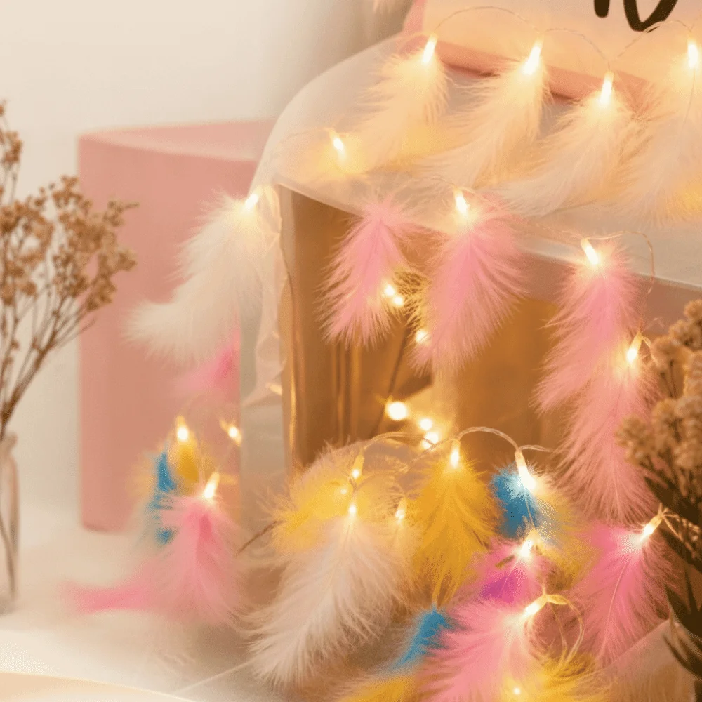 Multi-Color Feather Led String Light Feather Design Decoration Lights Fairy Light String Christmas Decorations Home Wedding