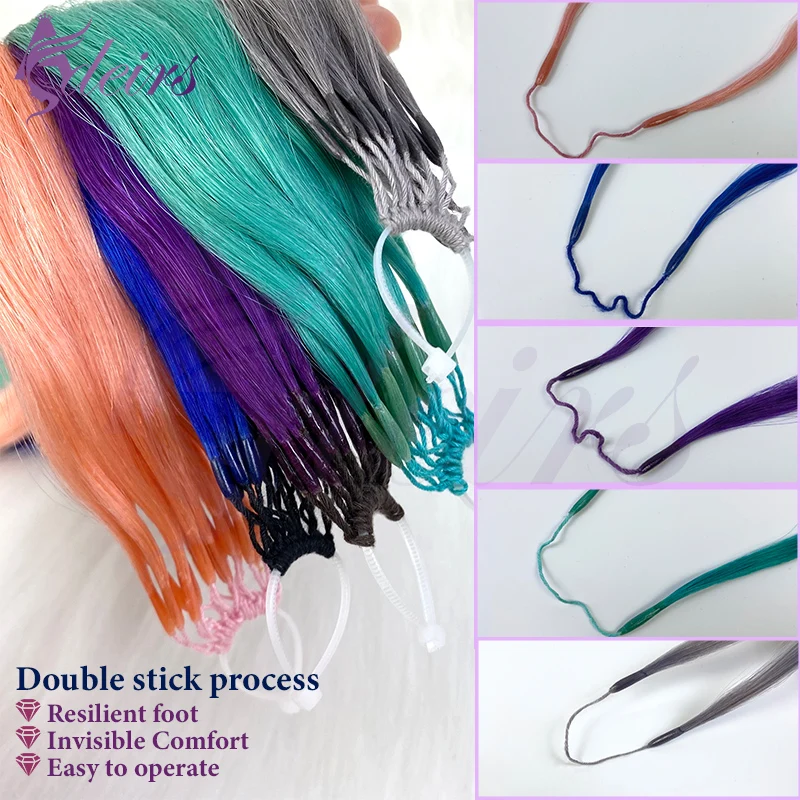 Extensiones de cabello ADEIRS Color doble palo I Tip 100% extensiones de cabello de fusión humana Real Color púrpura azul rosa gris 20 pulgadas