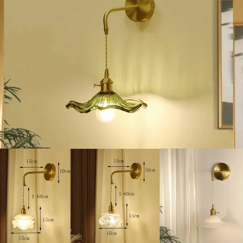 

Small Rose Romantic French Bedside Lamp Bedroom Retro All Copper American Light Luxury Living Room Dining Room Bar Single Head