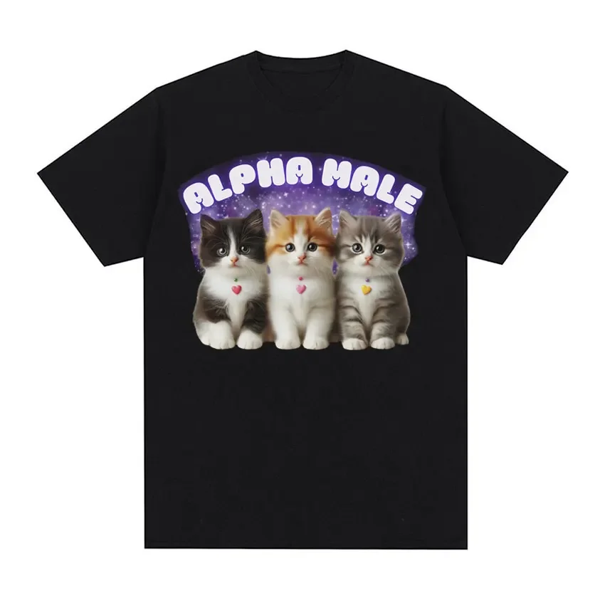 

Alpha Male Kitten Cute Funny Meme T Shirts Unisex Summer High Quality Oversized T-shirt for Men Fashion Casual Cozy T Shirt Tops