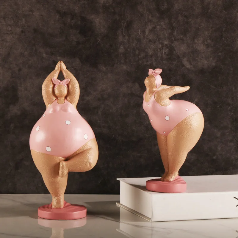 

1pc Charming Fat Woman Art Ornament - Durable Resin Home Decor - Adorable Tabletop Accent for Living Room
