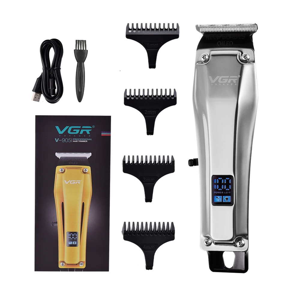 ماكينة قص الشعر الكهربائية القابلة لإعادة الشحن عبر USB VGR 905 ماكينة تشذيب الشعر اللاسلكية الاحترافية للرجال