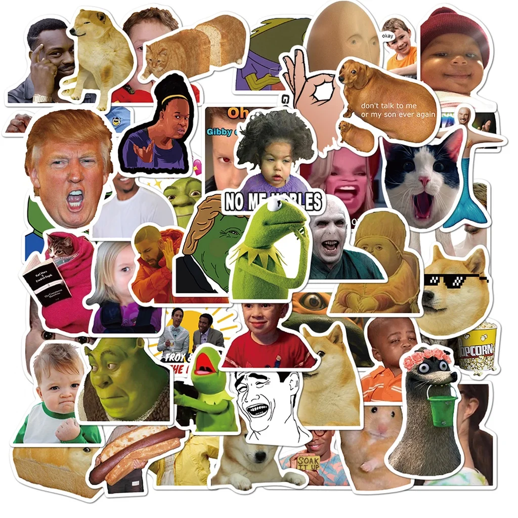 50PCS Funny Meme Graffiti Stickers Flakes For Cars Motorcycles Furniture Luggage Skateboards Lable Golden Memory Stickers Store