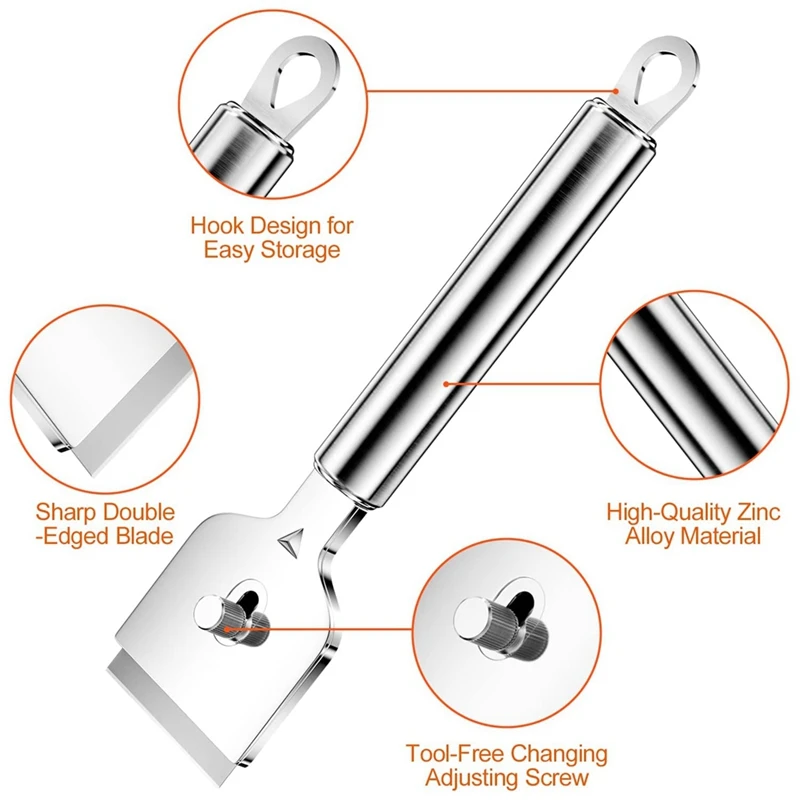 냉장고 제상 얼음 삽 금속, 교체용 블레이드 14개가 있는 스크레이퍼 호브, 유리 스크레이퍼 호브, 호브 스크레이퍼
